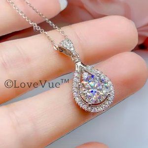 Certified 5ct. t.w. Diamond Halo Teardrop Necklace